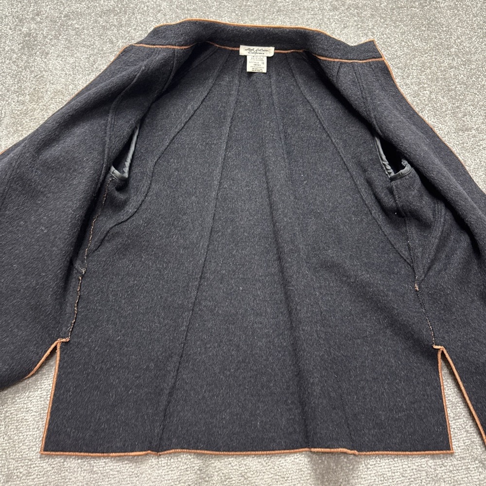 Vintage Orange Women's 10 Wool Blend Open Front Jacket Mandarin Collar Lecover - Picture 3 of 6
